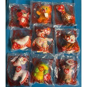 Lot of 9 2009 McDonald's TY Beanie Babies Happy Meal Toys 30-Yr Anniversary